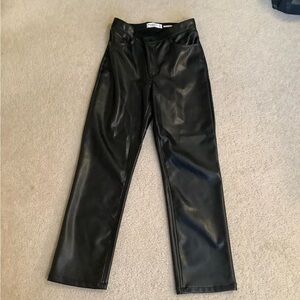 Abercrombie & Fitch 90’s Straight Ultra High Rise Black Vegan Leather Pants 27/4